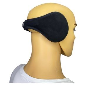 180S Unisex Black Earmuffs Soft Black Fleece Adjustable to Head Size Ear Warmer